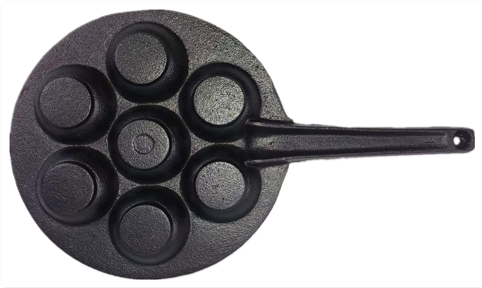YES4HOMES 7 Holes Mini Cast Iron Cake Pan Mini Dutch Pancake Cake Pan with Handle — image 2