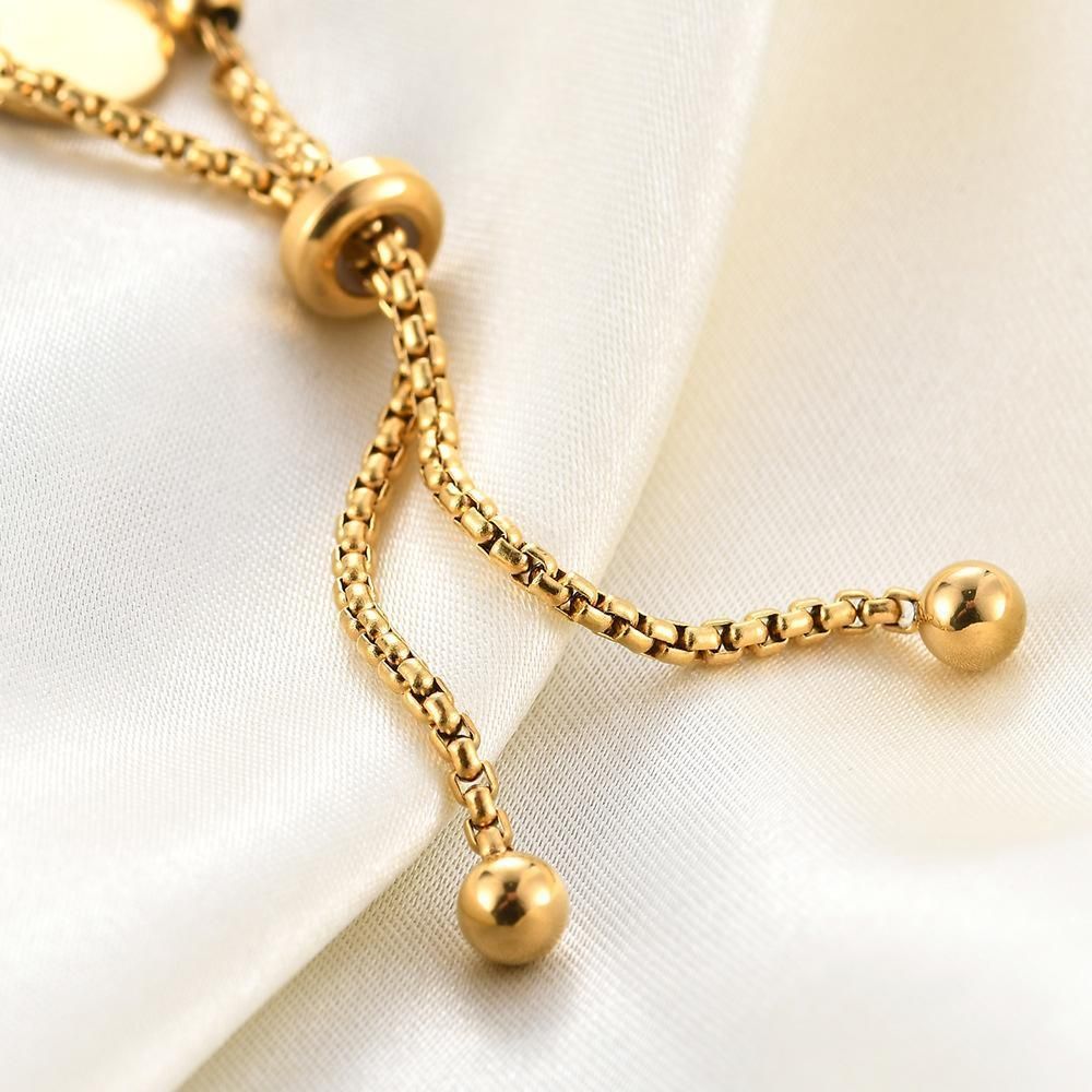 Ladies 18K Gold Plated Titanium Steel Chain Bead Ball Bracelet Cuff Gift - Silver — image 3