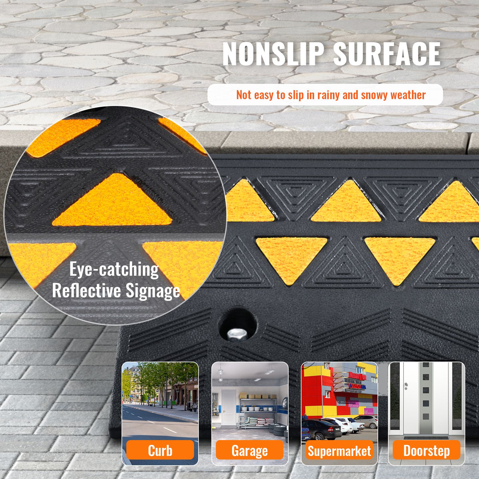 Rubber Curb Ramp 2 Pack, 12.7 cm Rise Height Heavy-Duty 15 tons Load Capacity Threshold Ramps, Driveway Ramps with Stable Grid Structure for Cars, Wheelchairs โ image 4