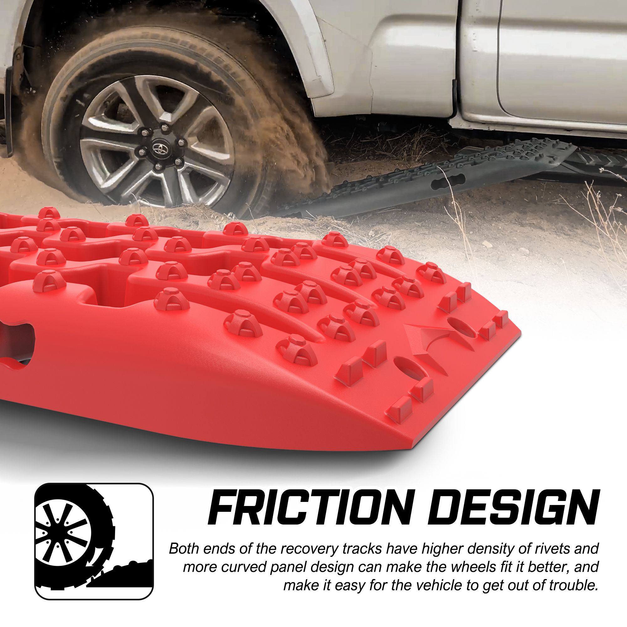 X-BULL Recovery tracks Sand tracks 2pcs 10T Sand / Snow / Mud 4WD Gen 3.0 - Red โ image 4