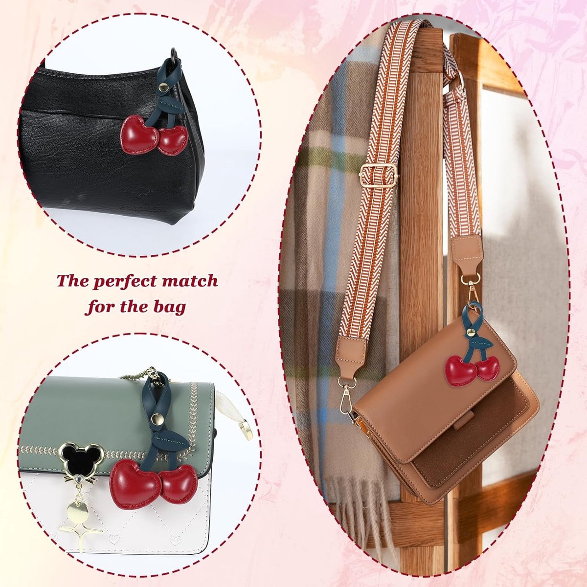 Bag Charms - Cute Leather Cherry Shape Pendant PU Cherry Bag Charms - for Bags - Suitable for Women and Girls โ image 4