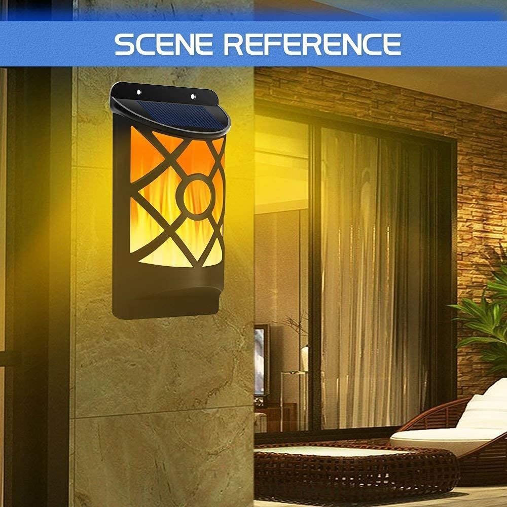 Solar Flame Lights Outdoor, Waterproof Flickering Flame Solar Lights Solar Powered Wall Mounted Night Lights Lattice Design โ image 5