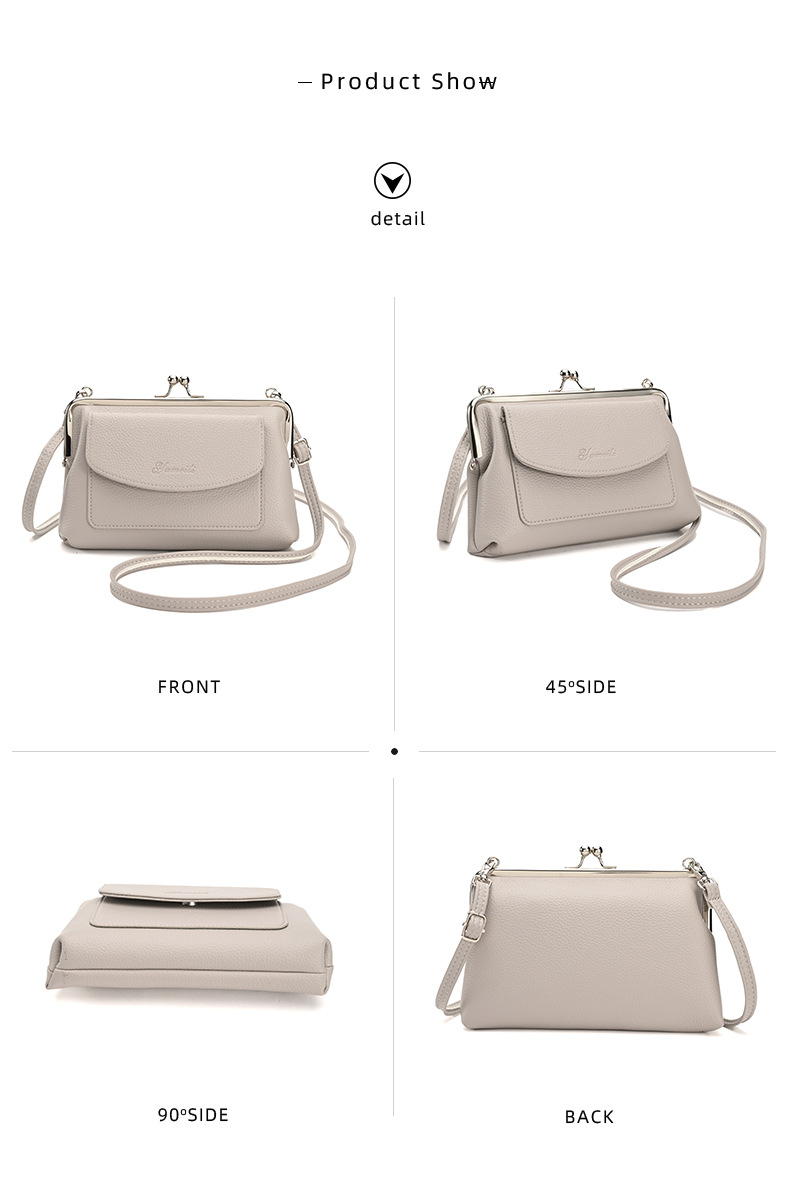 Blue Women's Vintage Kiss Lock Crossbody Bag - PU Leather Clutch Purse with Detachable Strap โ image 6