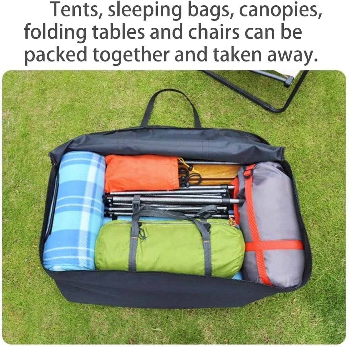 Foldable Heavy Duty Travel Duffle Bag, Sports Storage Bag for Camping, Hiking, Gym Equipment and Team Travel, Black, 70.1 x 30 x 25.9 cm โ image 6