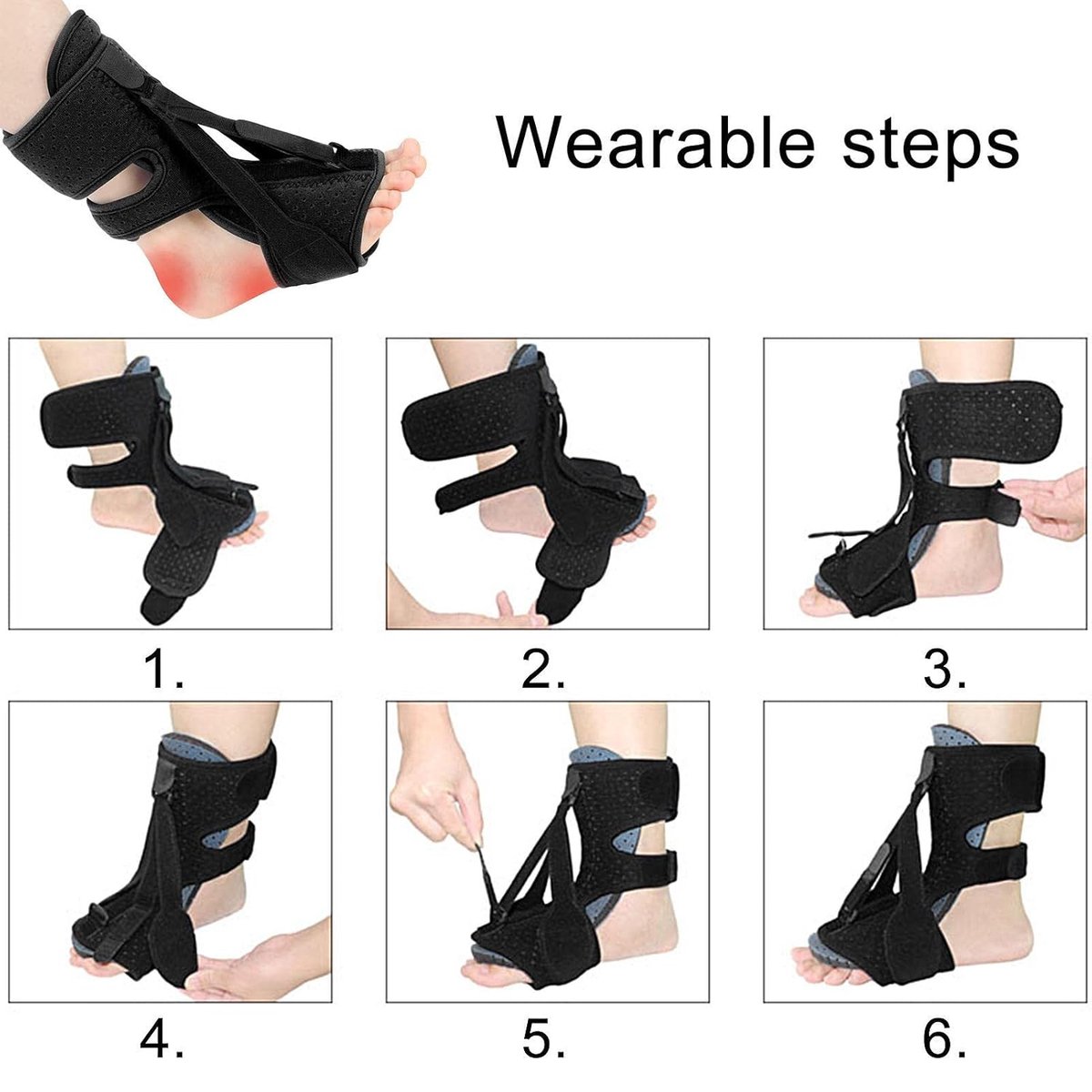 Night splint - Heel spur orthosis - Achilles tendon orthosis - Splint - Strasbourg sock - Achilles tendon - Extra support - Black — image 6