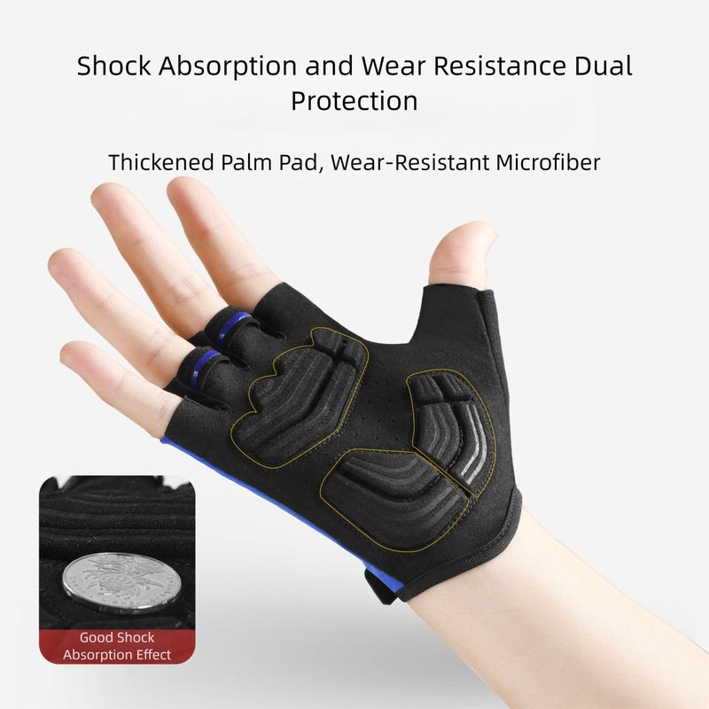 Size M Black Padded Half-Finger Cycling Gloves - Breathable Shock-Absorbing Workout Gloves for Gym & Fitness โ image 3