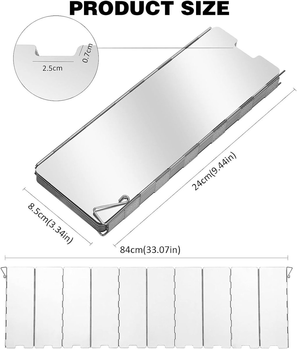 Windbreak for Camping Stove - Pack of 10 - Foldable Aluminum Windbreak - Foldable Windbreak for Gas Stove, Plate, Grill, Picnic, Camping Equipment - Aluminum โ image 6