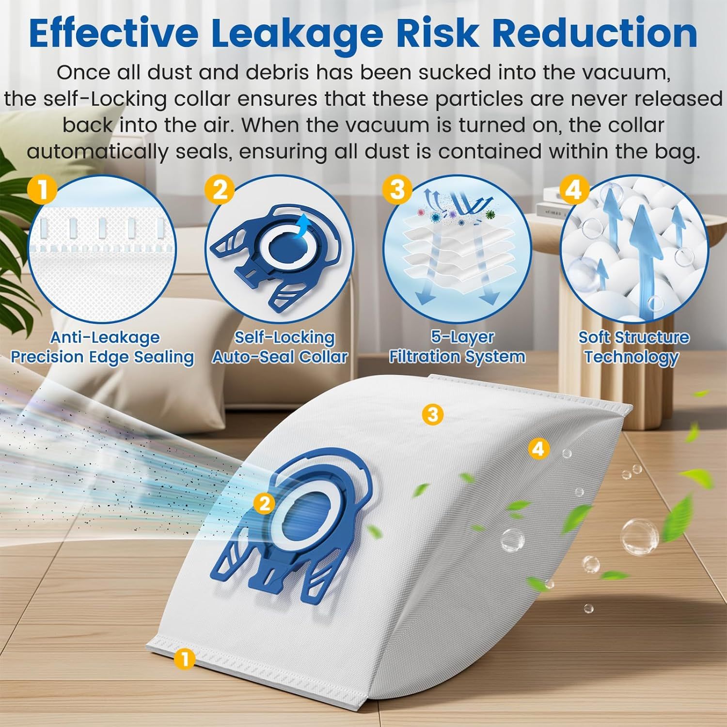 20 Pack 3D Airclean GN Vacuum Bags Compatible with Miele Classic C1, Complete C2, Complete C3, S227 S240, S270, S400, S2, S5, S8 Series Canister Vacuum Cleaner — image 6
