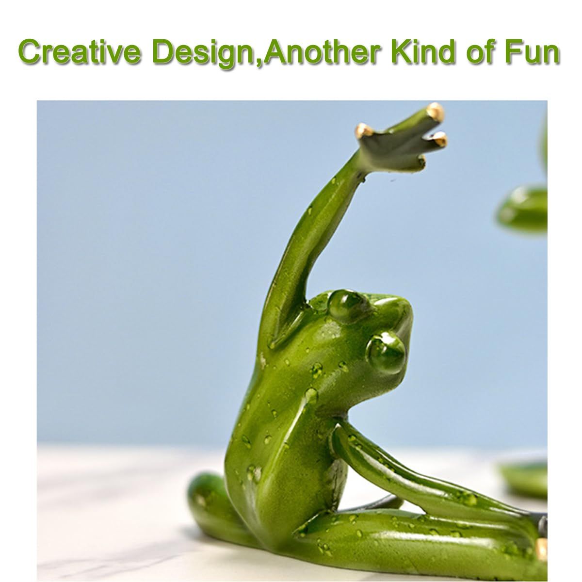 Frog Figurine 3D Yoga Frog Statue Funny Creative Desktop Ornament for Office Home Decoration Resin Material — image 3