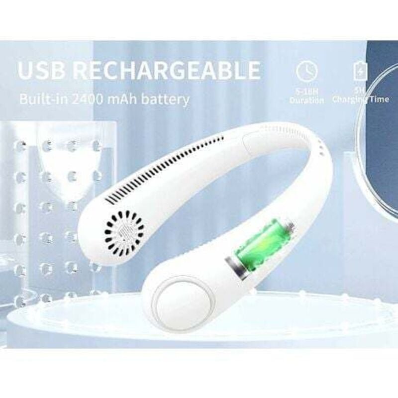 Portable Neck Fan, Usb Neck Fan With 1200Mah Battery, Bladeless Hands-Free Fan, 3 Speeds, 360° Adjustable Quiet Fan For — image 3