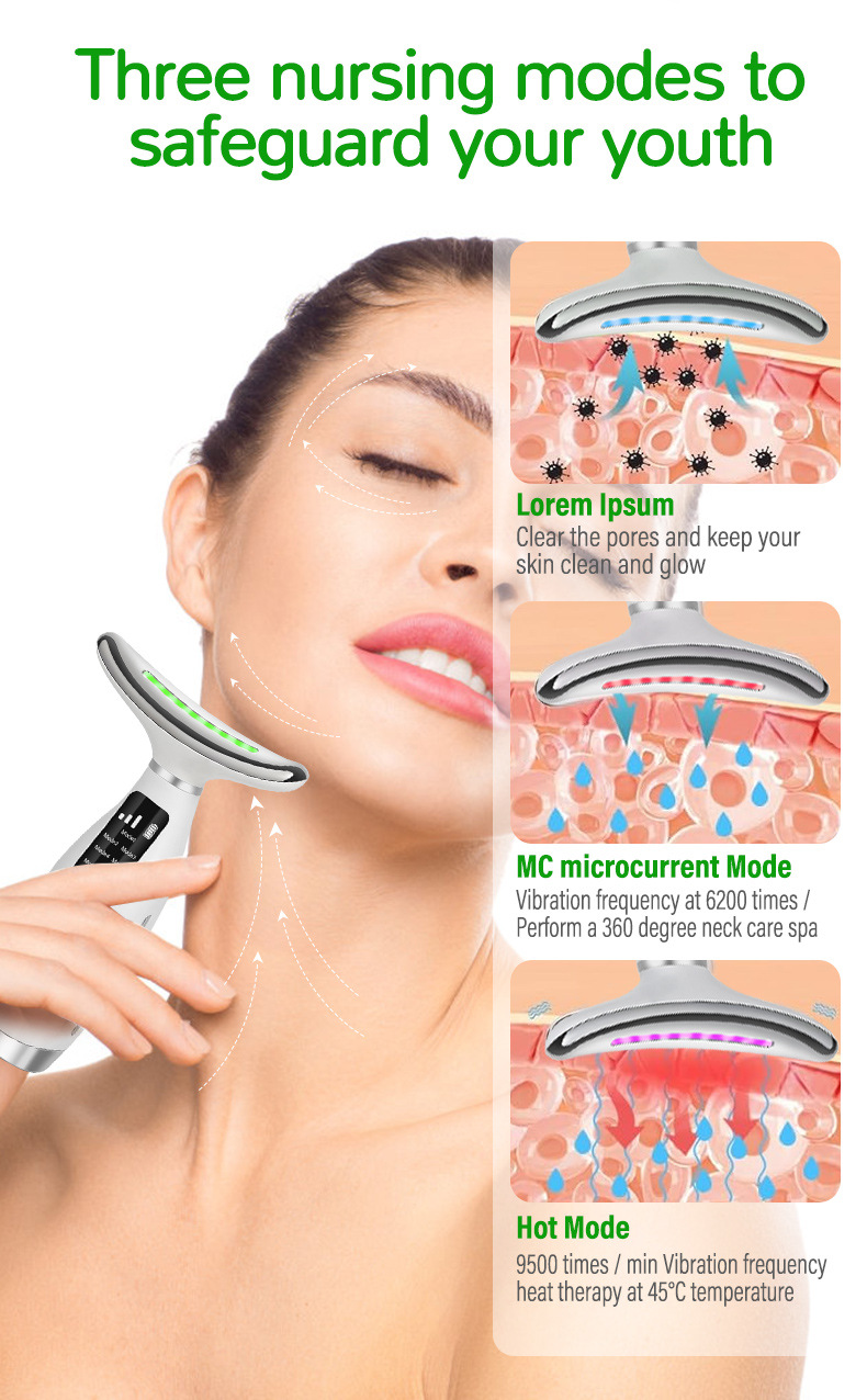 7-Color LED Neck Massager with Heat Therapy, 7 Modes, USB Rechargeable Neck Beauty Device โ image 3