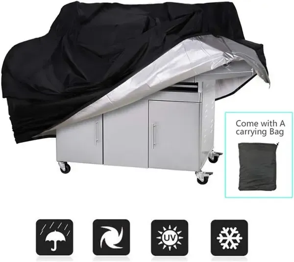 Heavy Duty Waterproof 210D Gas Grill Cover with Drawstring and UV Protection for Outdoor BBQ Grills, Black, 191 cm — image 5