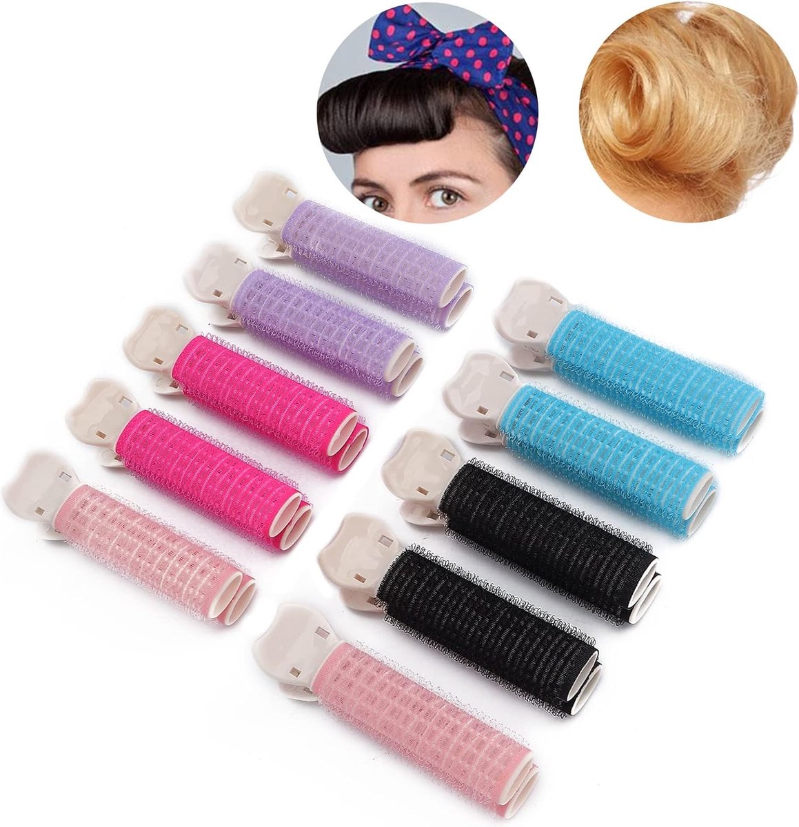 Volume Clips - 10 Pieces - Hair Clips - Hair Rollers - Heatless Curls - Curls Without Heat - Adhesive Rollers - Fixing Clip - Rollers - Curlers - Self-Adhesive — image 4