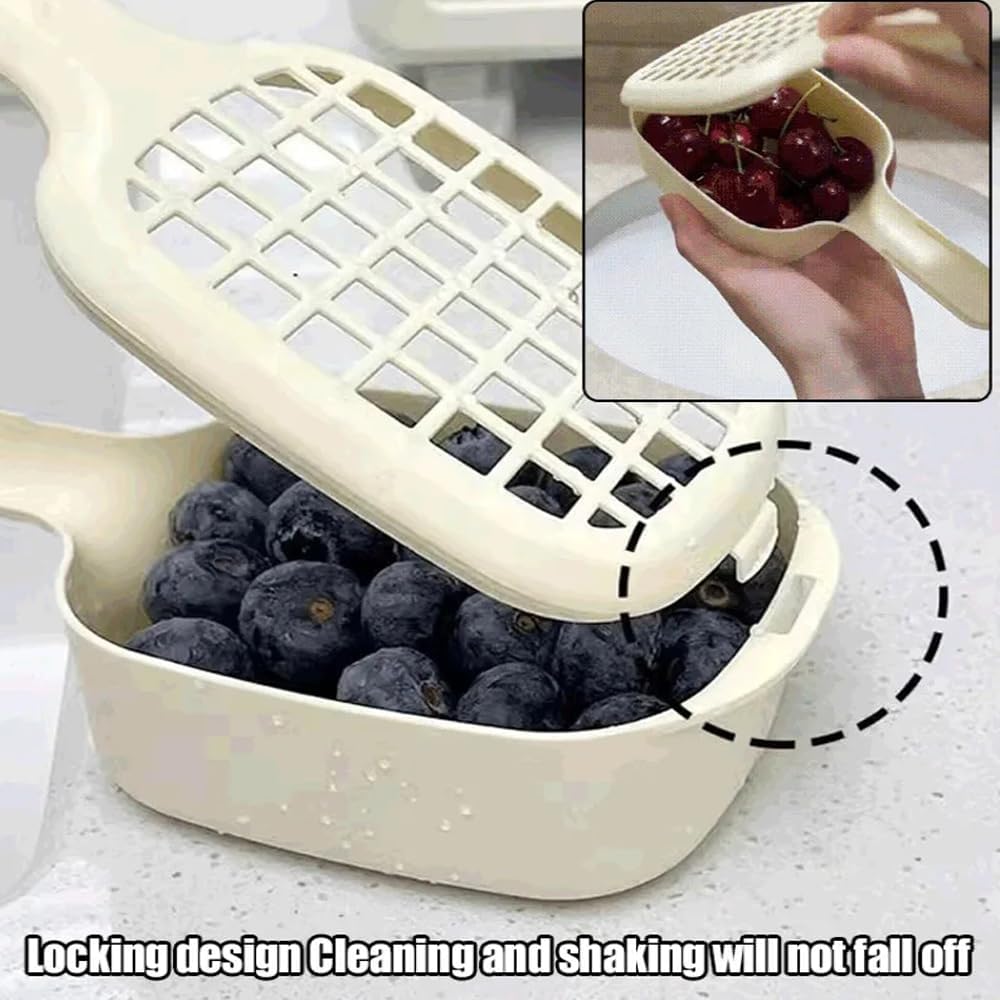2-in-1 Sink Strainer Colander 2-in-1 Sink & Strainer Handy Shake and Drain System for Vegetables Fruit & Salad Large Capacity Yellow β image 3
