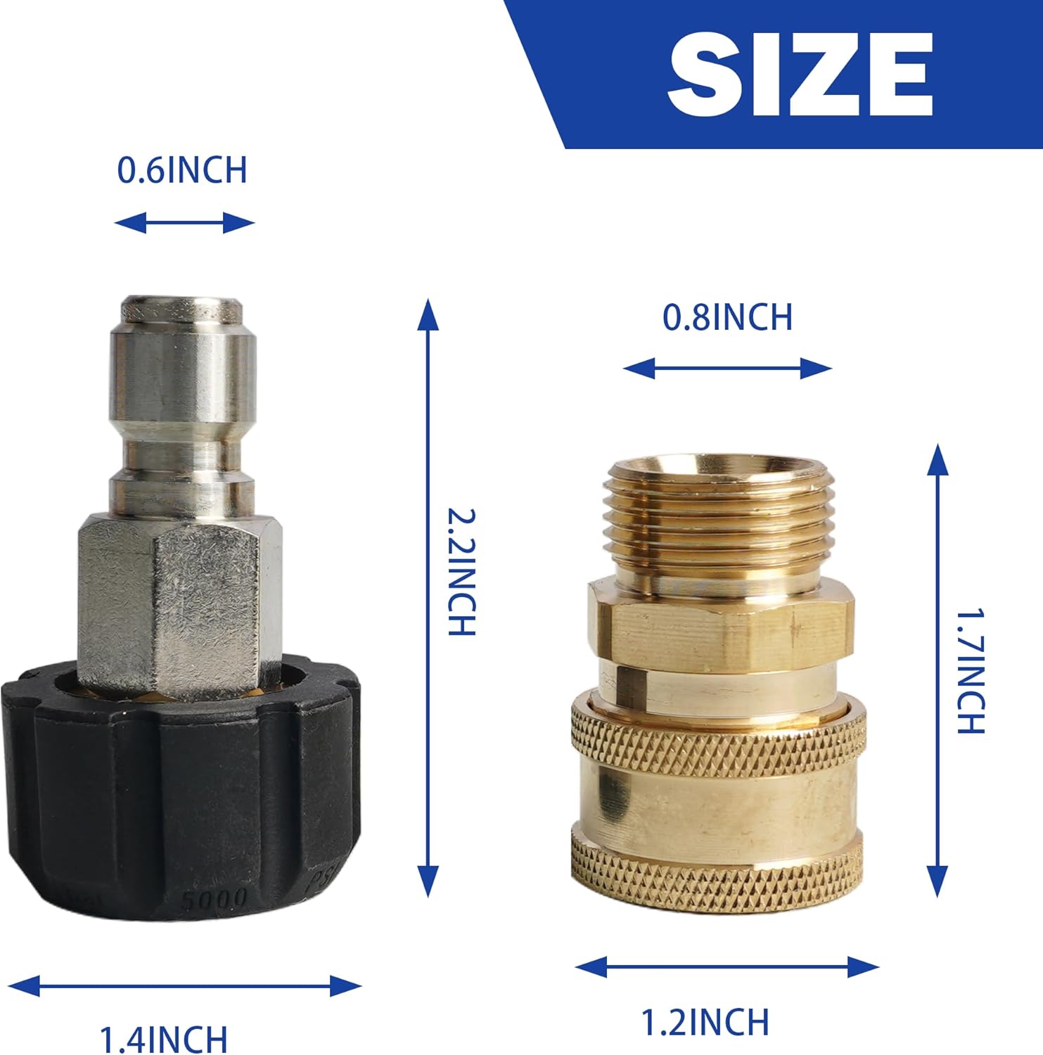 Pressure Washer Quick Connect Fittings, M22 14mm to 3/8 Inch Quick Connector Power Washer Adapter, 2 Set โ image 3