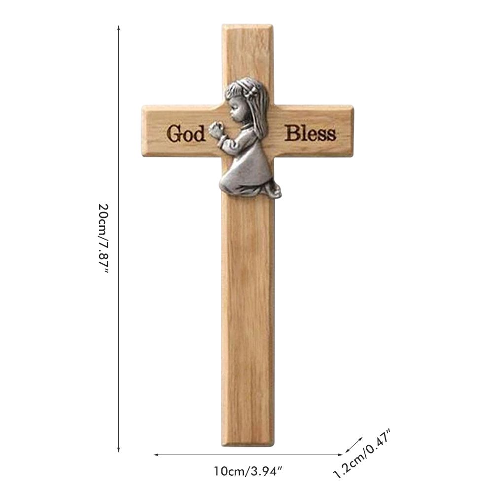 Praying Little Boy Wood Cross Wooden Blessing Cross Christmas Decoration Crafts Gifts for Newborns or Children — image 3