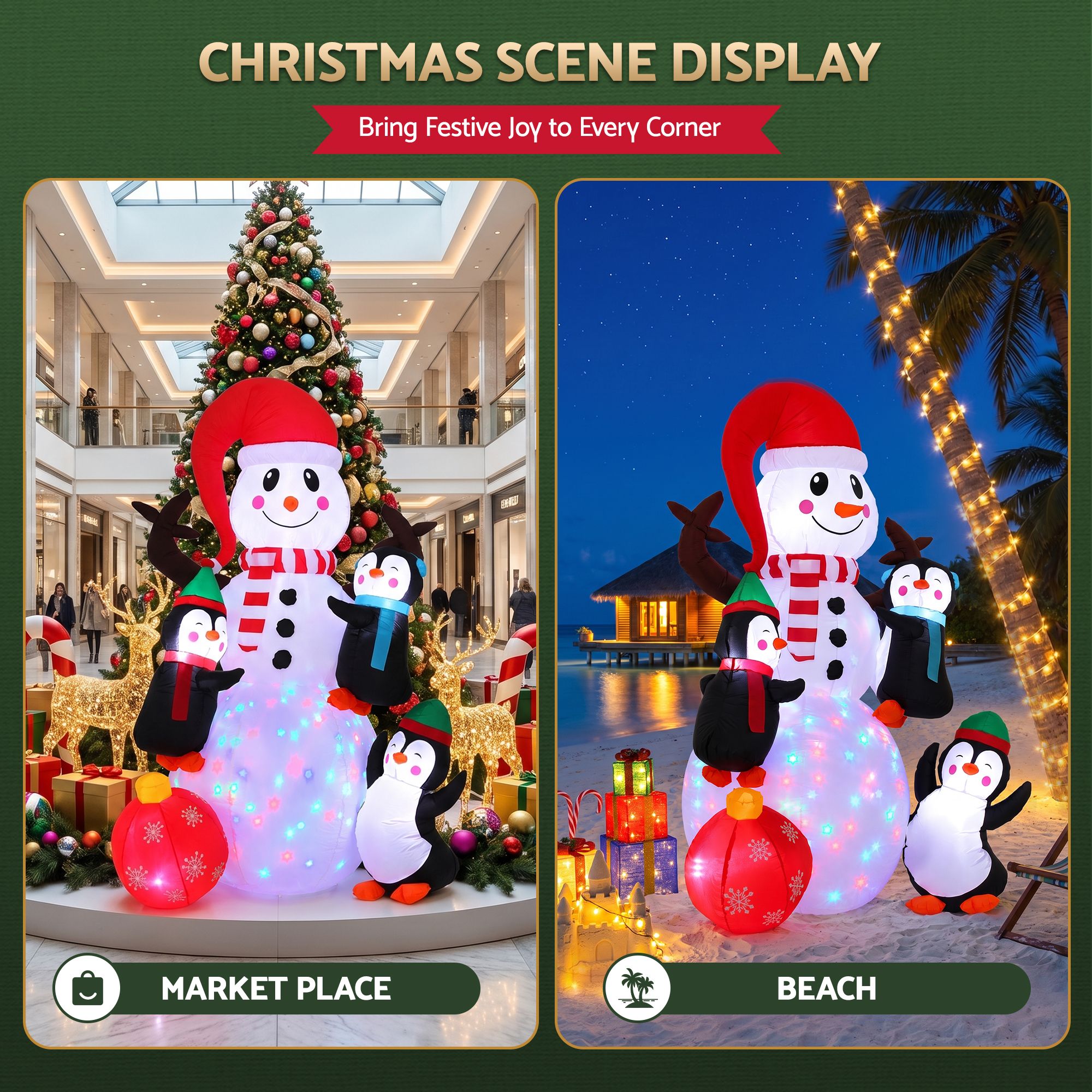 Jingle Jollys Christmas Inflatable Snowman 1.8M Height LED Outdoor Decorations Illuminated — image 6