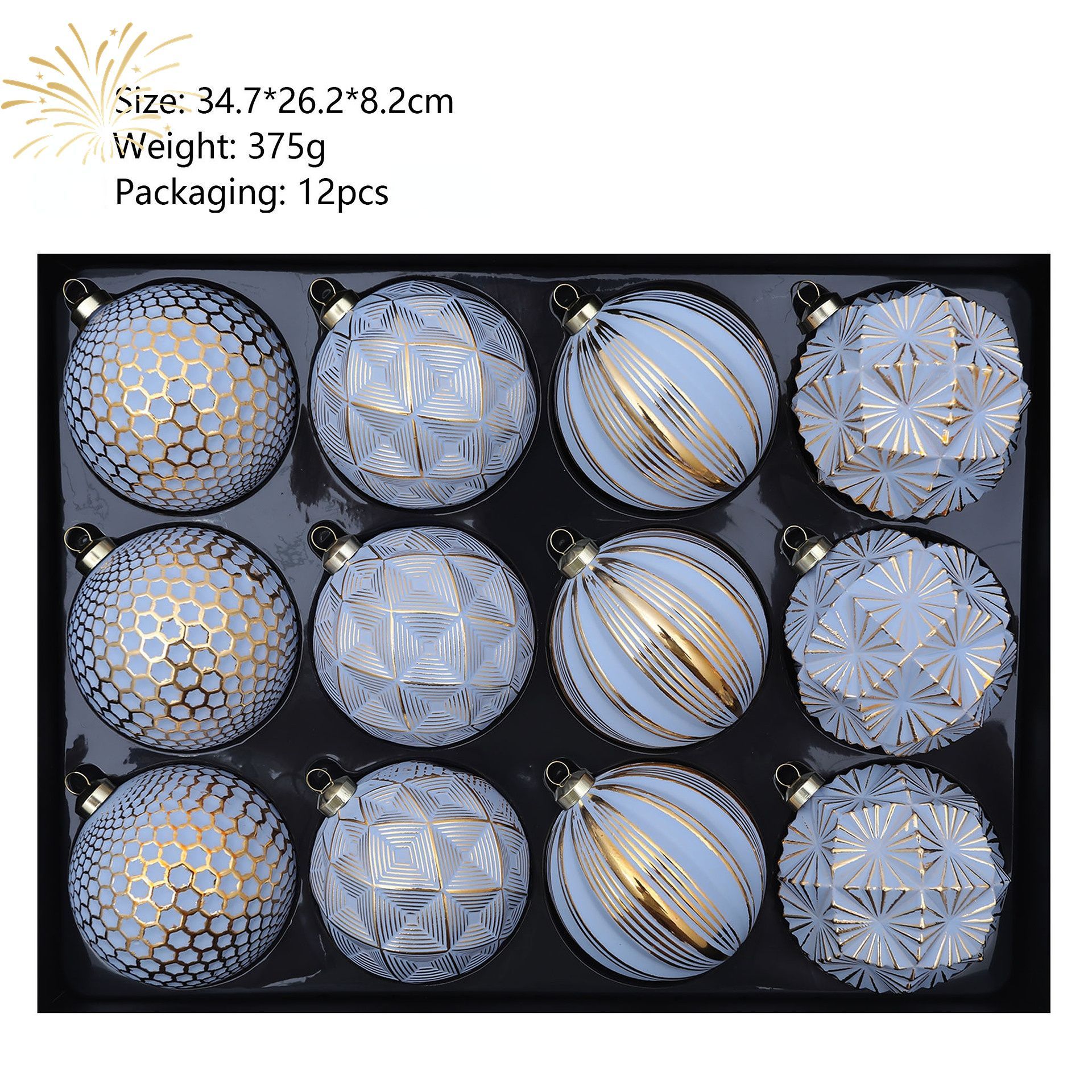 12-Piece Dopamine Christmas Ball Gift Set: 8cm polystyrene, shatterproof and durable, macaron-colored with painted gold foil textures, light luxury and