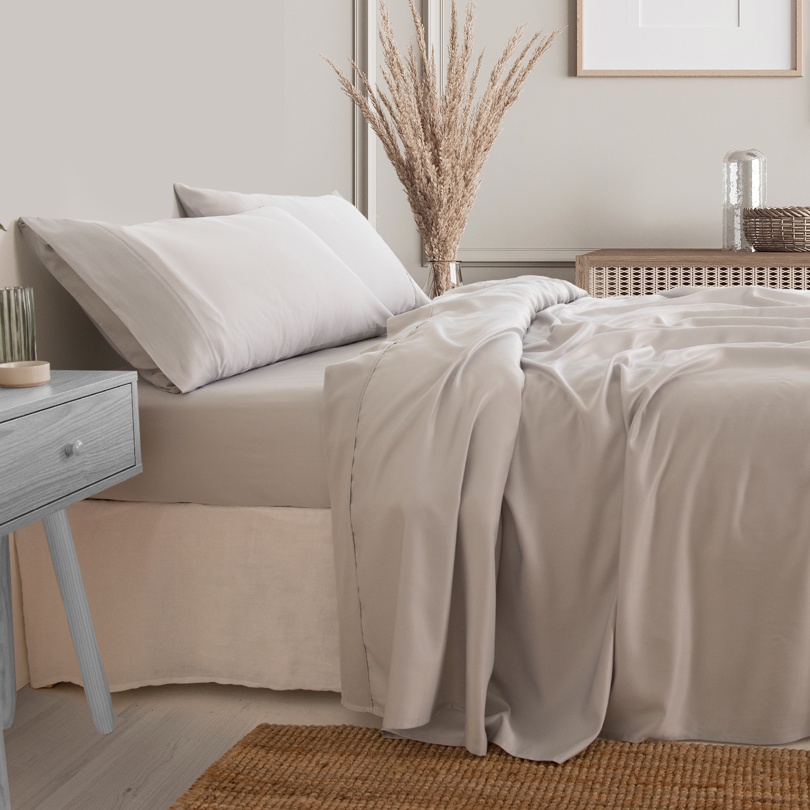 Royal Comfort 3000 Thread Count Bamboo Cooling Sheet Set - King - Mid Grey โ image 2
