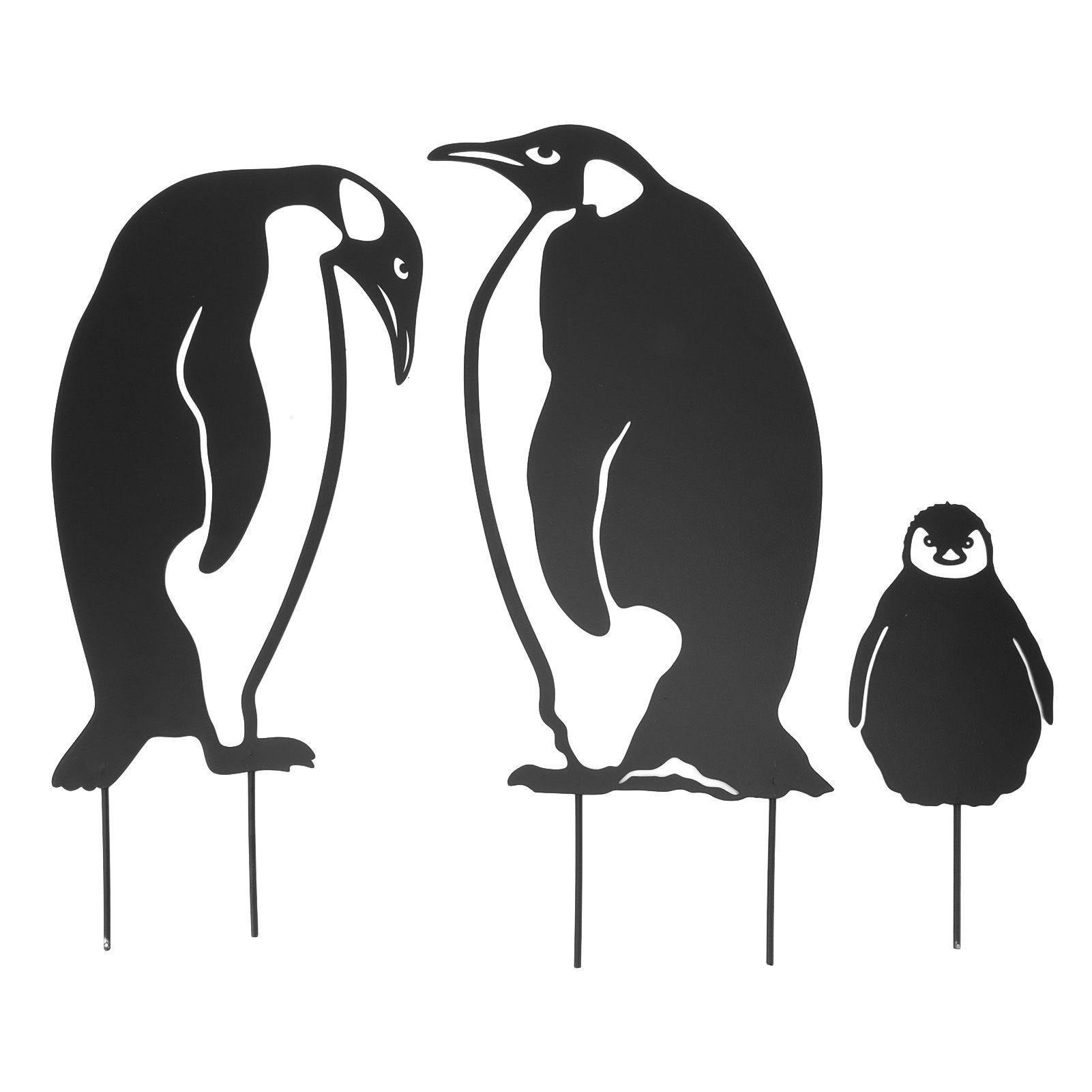 Penguin Family Stake Statue Simulation Vivid Hollow Iron Animal Stake Decoration for Garden Lawn Yard — image 2