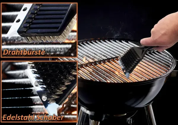 Grill Cleaning Brush with Scraper, Stainless Steel Bristle BBQ Cleaner for Charcoal, Electric and Gas Grills, Black — image 2