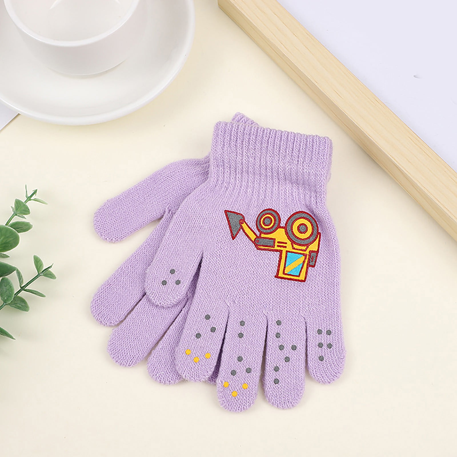 Kids Waterproof Winter Snow Gloves, Thick Stretchy Warm Gloves for Boys and Girls for Outdoor Play in Cold Weather, Purple, 5-12 Years โ image 2