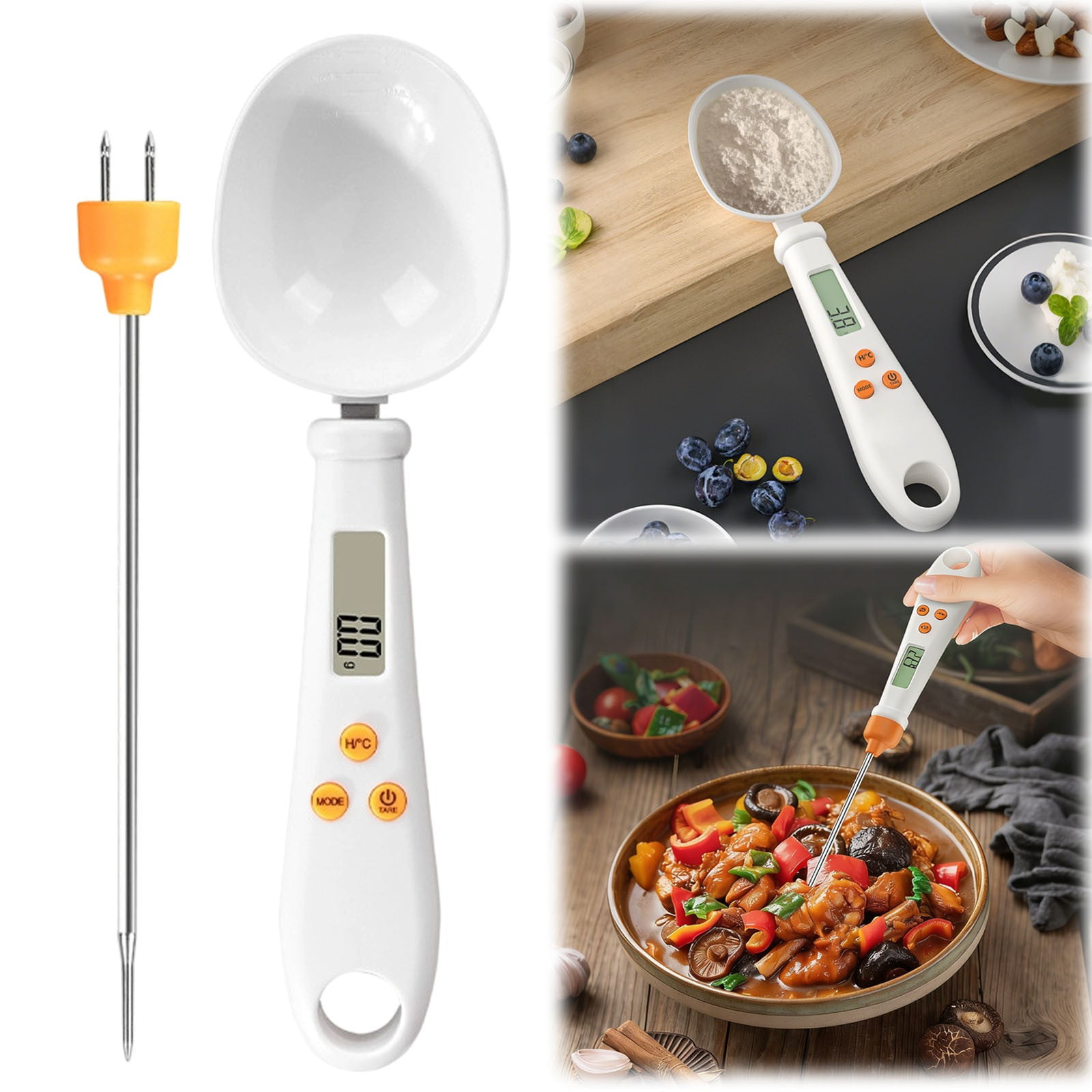 White Weighable Spoon 2 in 1 Electronic Kitchen Scale Lcd Digital Measuring Flour Digital Spoon Scale Kitchen Tool Forfood 20.5*5.8*1 I â image 2