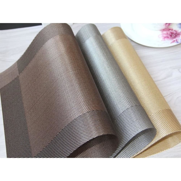 PVC Non-Slip PVC Placemats Set Heat Resistant Placemats Dining Table Kitchen Mat (Set of 4) Gold — image 4
