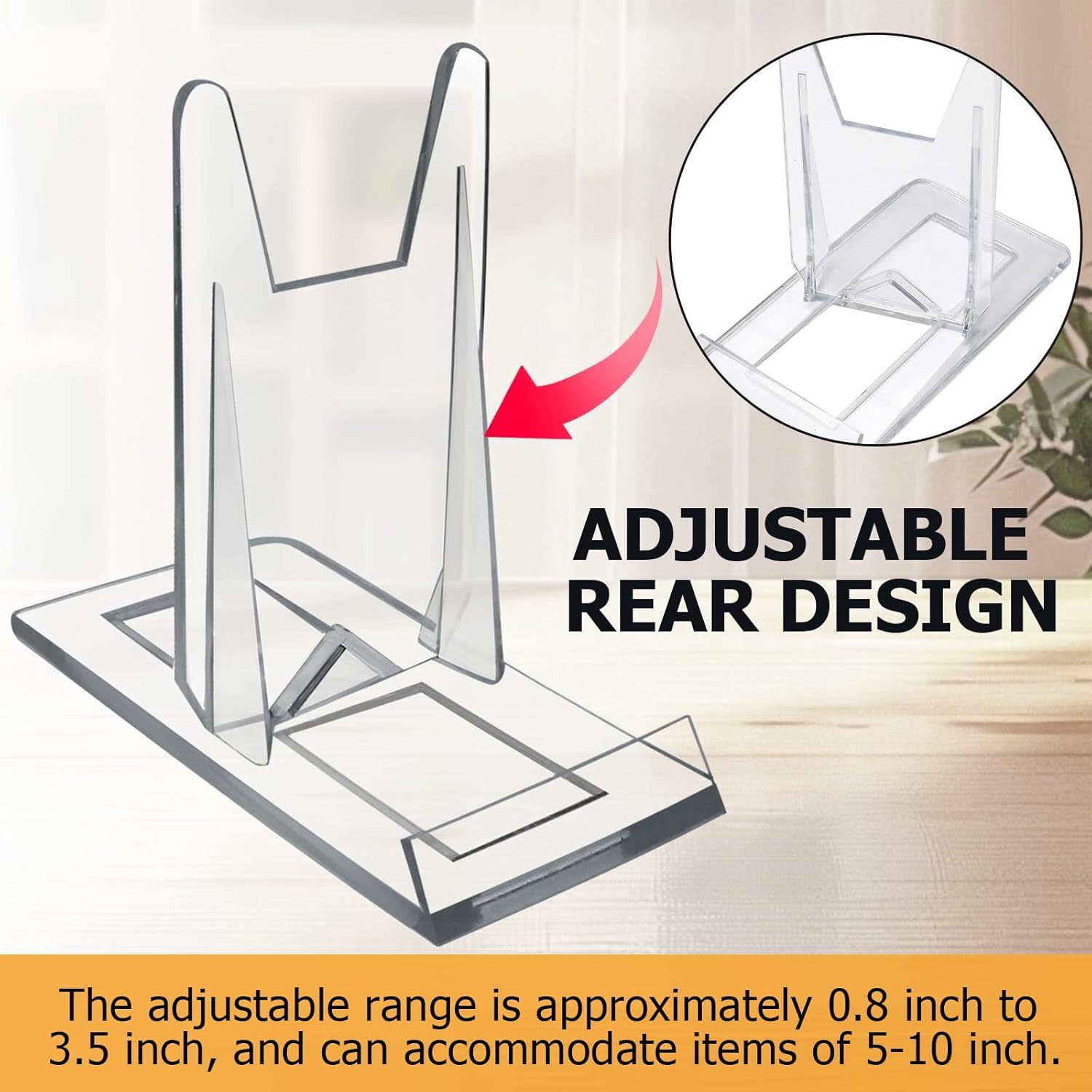 Biaungdo 6 Pcs Acrylic Book Display Stand, Adjustable Clear Display Holder Easel Collector Stand, Compact Desktop Stand for Photos, Postcard, Magazine — image 3