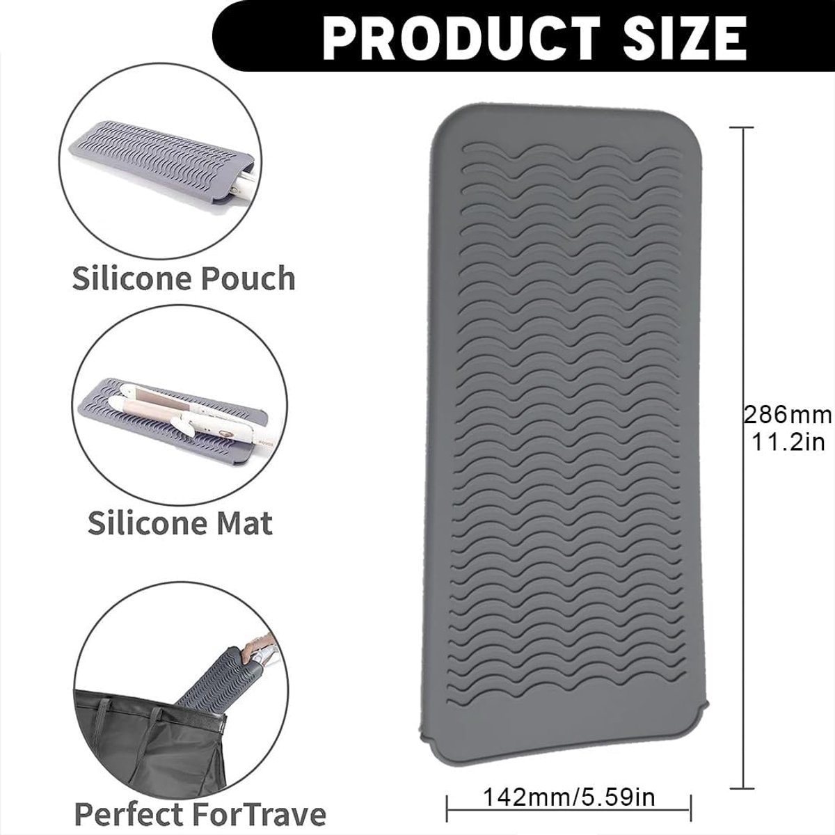 Heat-resistant mat - Heat-resistant pads - Heat mat - Silicone case - Silicone protective pads - Curling iron mat - Straightener mat - storage bag - storage — image 5
