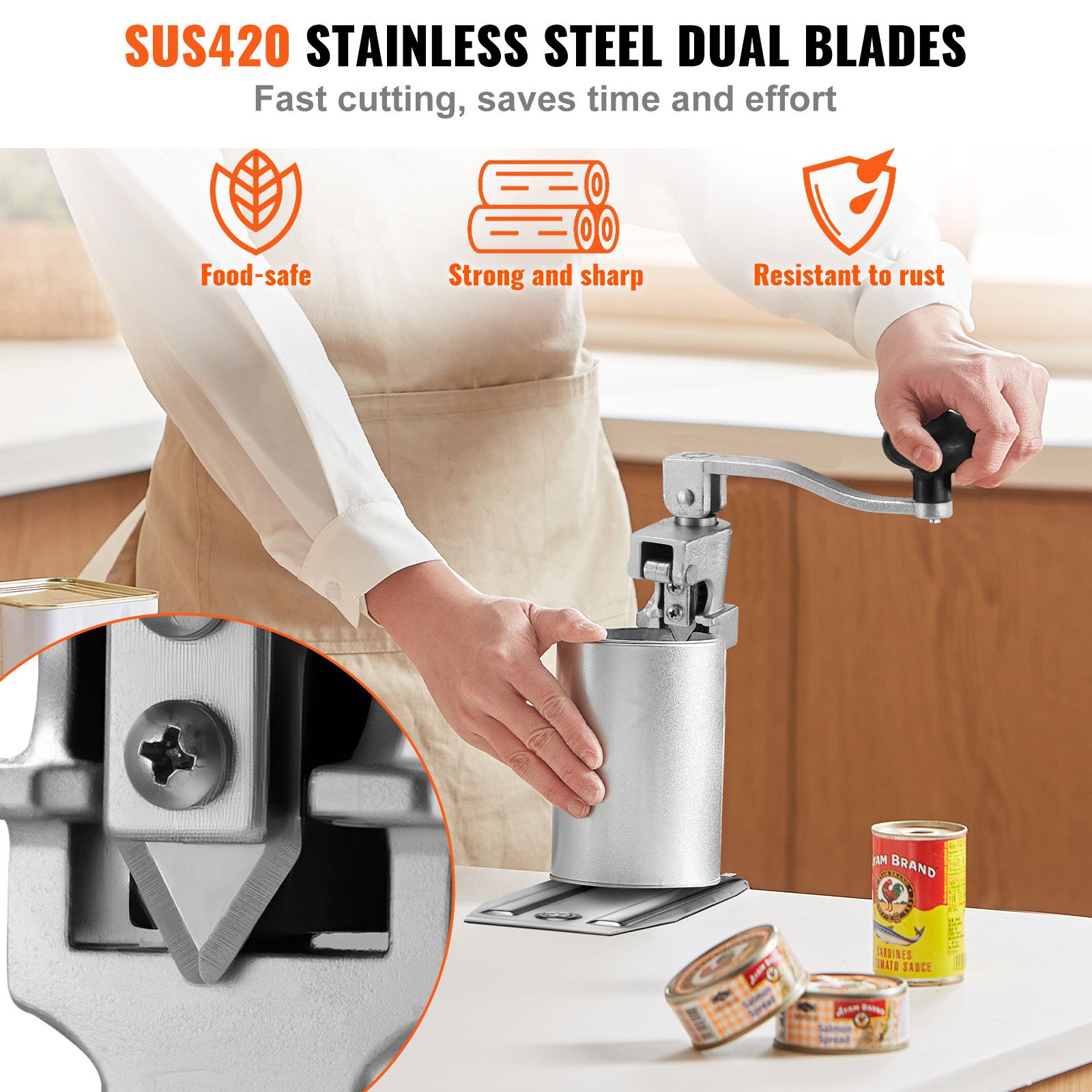 Commercial Can Opener, Heavy-Duty Manual Tabletop Cans Opener for Cans Up to 300 mm Height, Height-Adjustable Professional Can Openers Fixed with Screws, for — image 5
