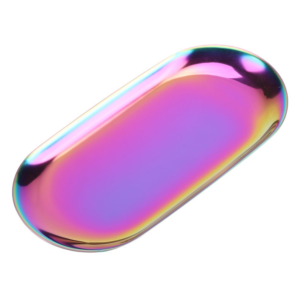Nordic Style Stainless Storage Tray Cosmetics Jewelry Cake Plate for Office Desks(Rainbow S) โ image 5
