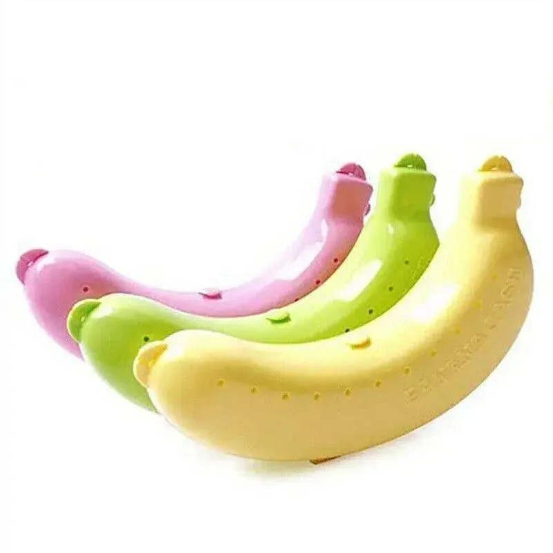 Banana Case Box Holder Fruit Storage Container Travel Lunch Protector - Green — image 3