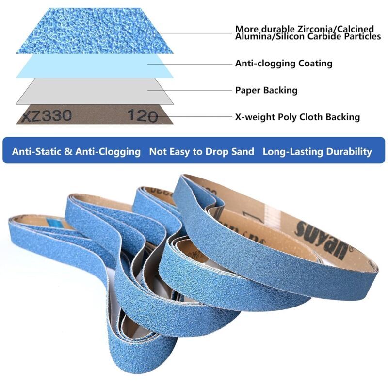 12 Pcs Bandes Abrasives Corindon of Zirconium Elimination of the Rouille Grain 40 and 60 and 80 and 120 Broyage of Seals Metall, 25 X 762 mm, 762 mm โ image 3
