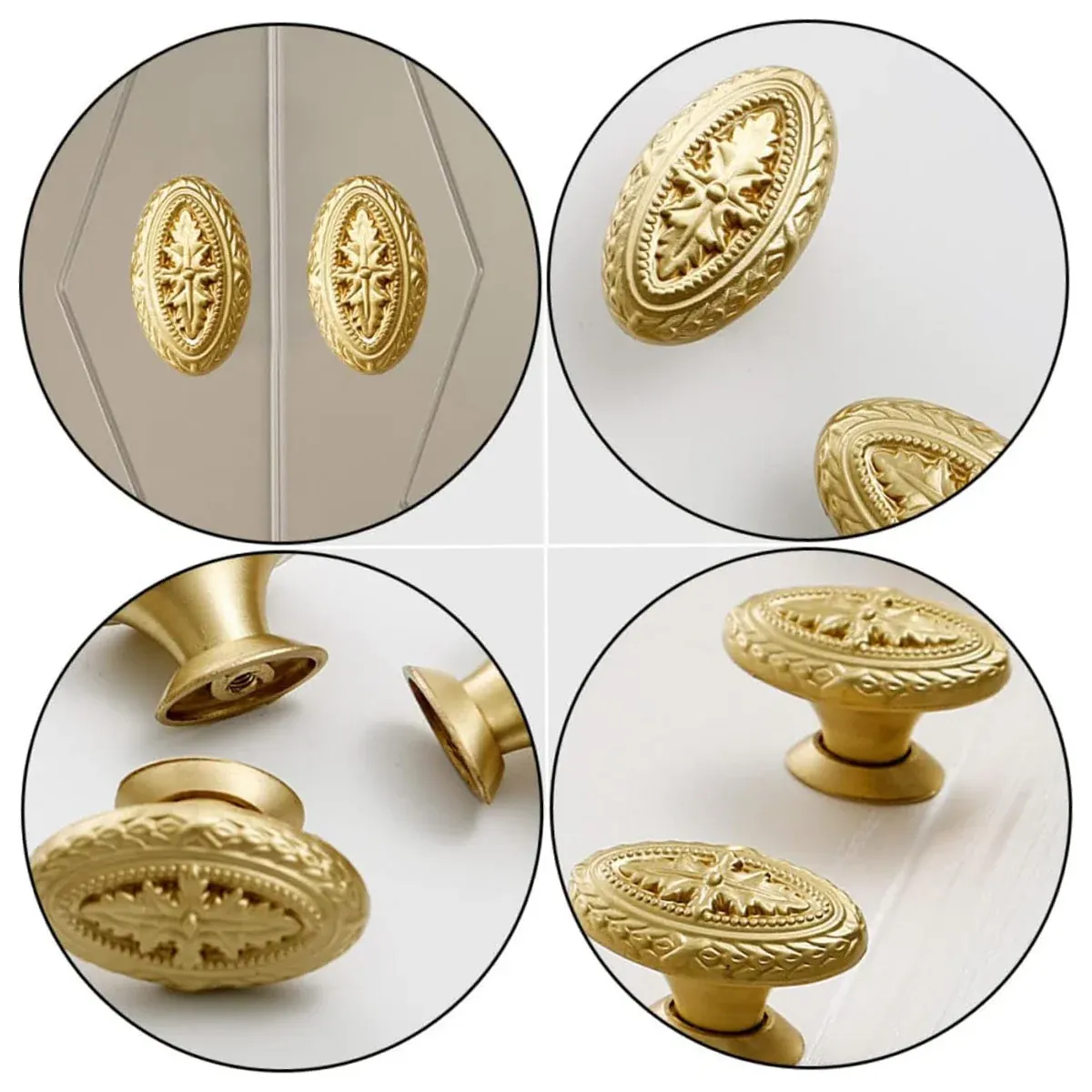 French Cabinet Door Handles Oval Shape Retro Style 2 Colours for Drawer Wardrobe - Silver — image 5
