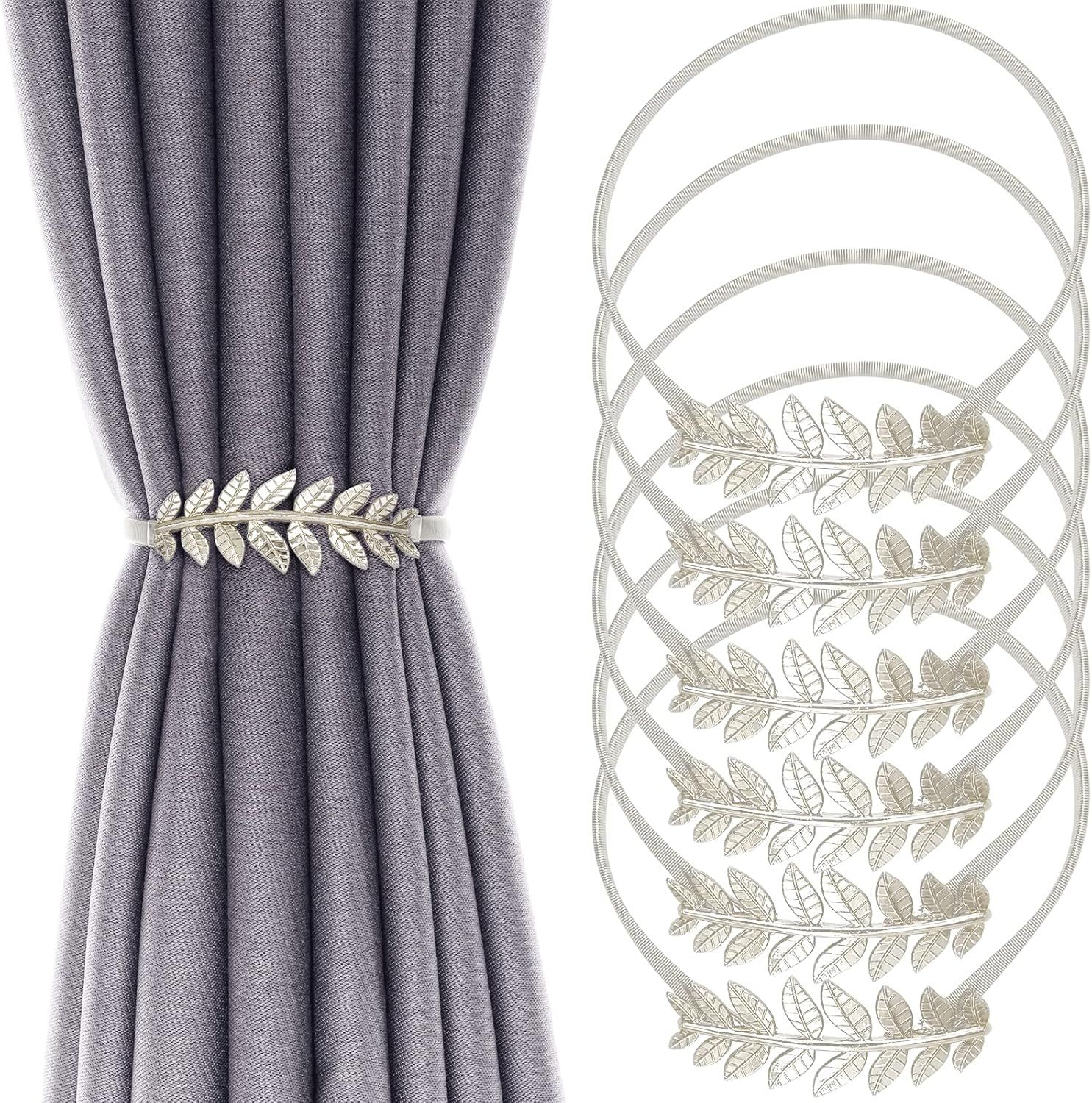 6Pack Curtain Tiebacks Spring Design Curtain Holdback Leaf Carving Design Curtain Ties for Drapes Curtain Ties Backs Curtain Modern Style Curtain Holdback