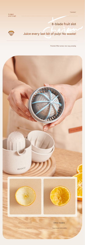 Portable Manual Citrus Juicer Hand Press Lemon Orange Squeezer 2-in-1 Reamer with Built-in 470ml Cup, PP Material Lightweight Fruit Juicer for Kitchen Travel โ image 6