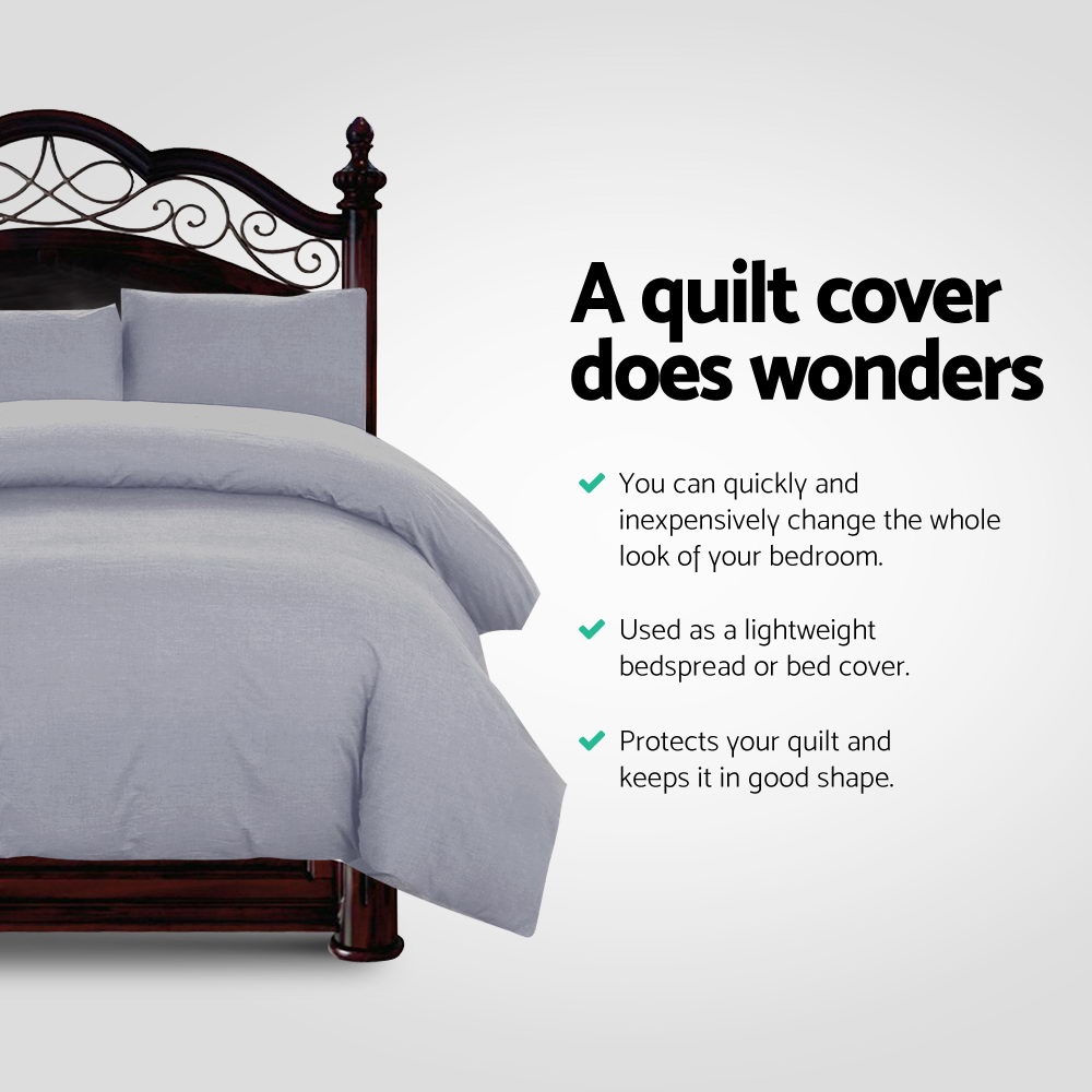 Giselle Bedding Quilt Cover Set Classic Grey Super King — image 3