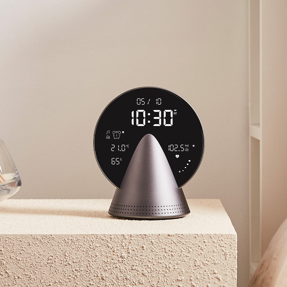 Lexon Conic Radio Alarm Clock With Fm & Built-In Bluetooth Speaker - Grey — image 2