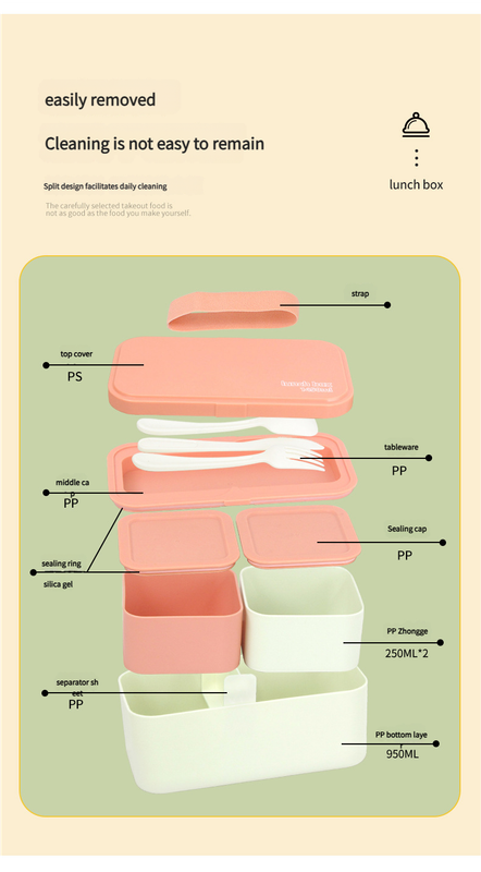 Eco - Friendly Lunch Box - Portable with Compartments(pink) โ image 4