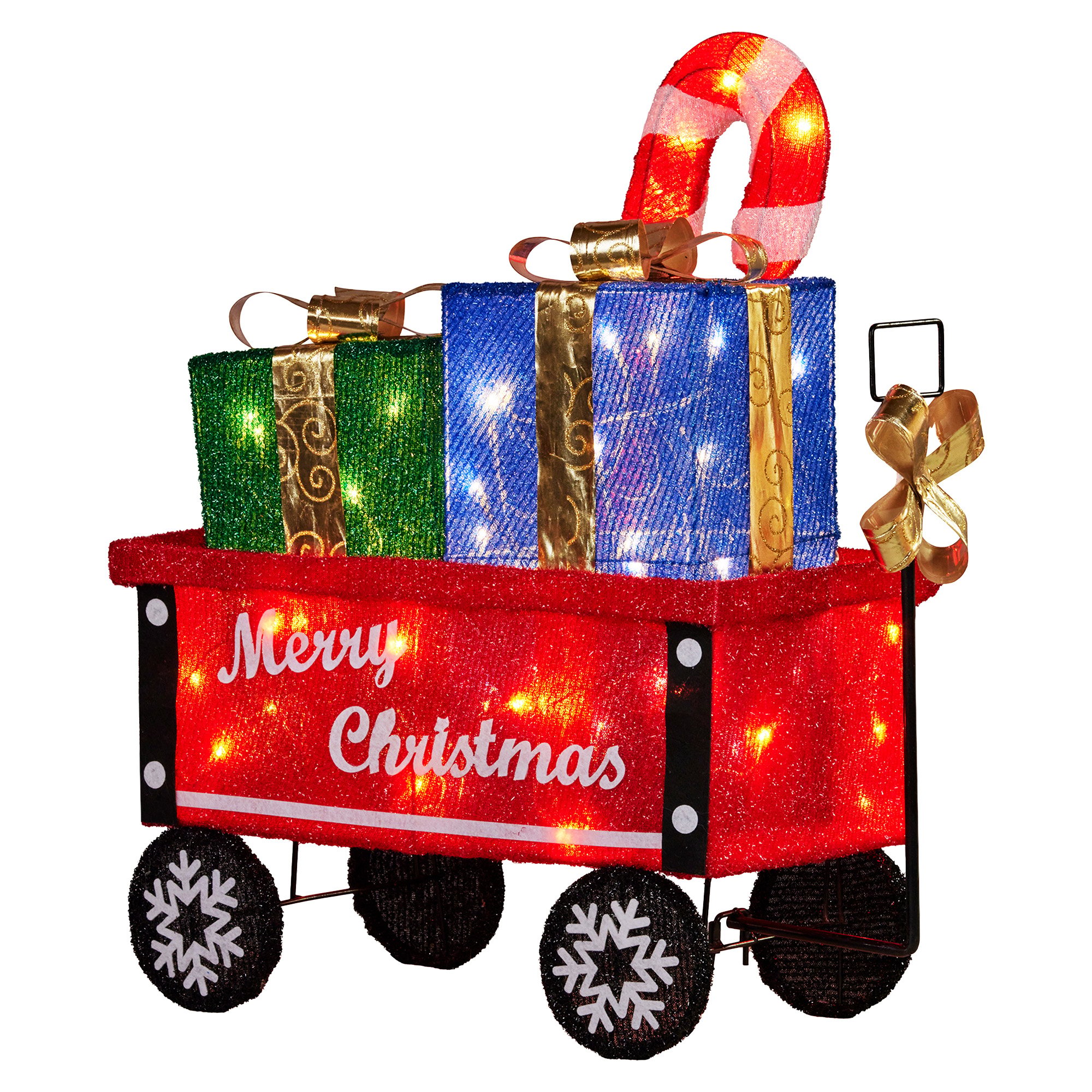 Christabelle Christmas Cart Display w/Candy Cane & Presents Warm White LED Lights Wire Frame Structure Indoor & Outdoor — image 5