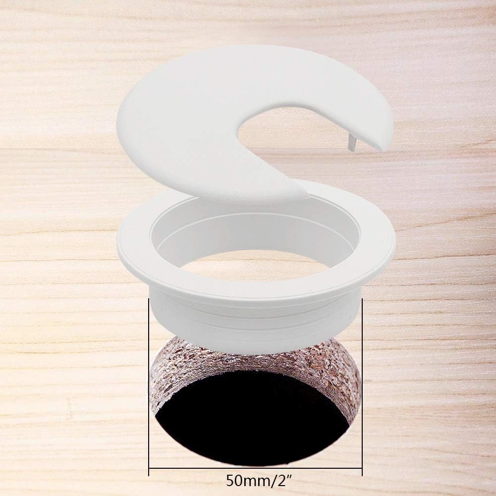 2" Desk Grommet(10 Pack), Wire Cable Hole Cover Plastic Wire Organizers for Office PC Computer Desk Cord Management (White) โ image 4