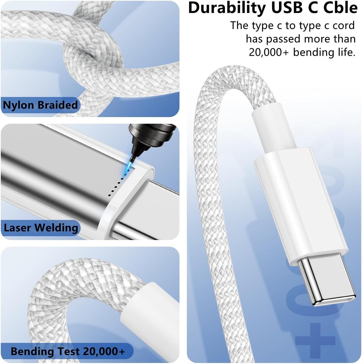 USB C to C Charger Cable 10ft, 60W Type C to C Fast Charging Cable Cord Long for Apple iPhone 17 Pro Max/17 Air/16 Pro Max/16 Pro/15 Plus/15 Pro Max/MacBook — image 5