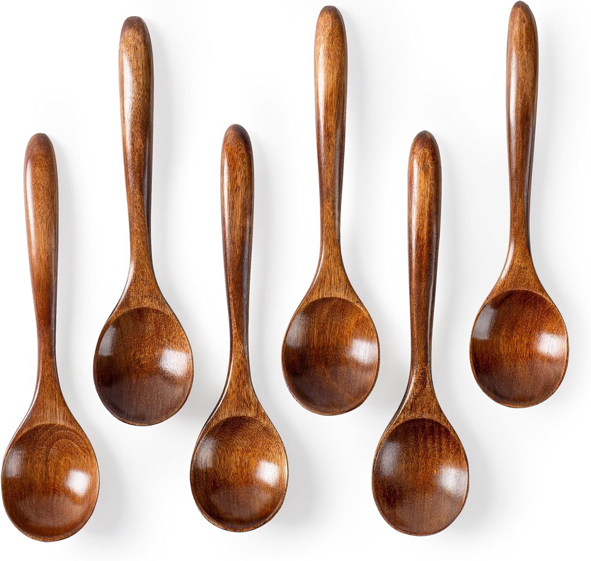 Wooden Spoons - 17cm Bamboo Spoons - Eco-friendly - Versatile Use - Perfect for Honey Jars & Jams (6-piece)