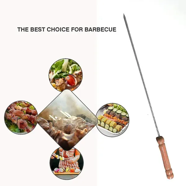 20 Pack Stainless Steel BBQ Skewers with Wooden Handles, Twisted Non-Slip Design for Grilling, Camping and Outdoor Cooking, 30 cm โ image 3