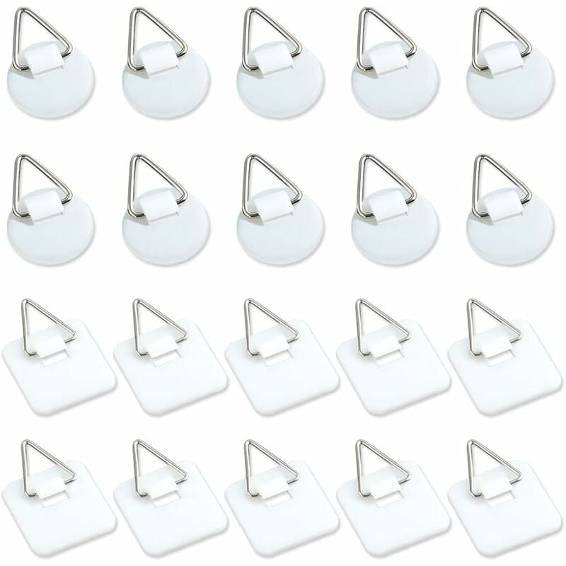 50-Pack 1/" Invisible Adhesive Hangers, Self-Adhesive Vertical Wall Plaque Hangers, Wall Plaques for Plates, Pictures, Decorative Art (White)