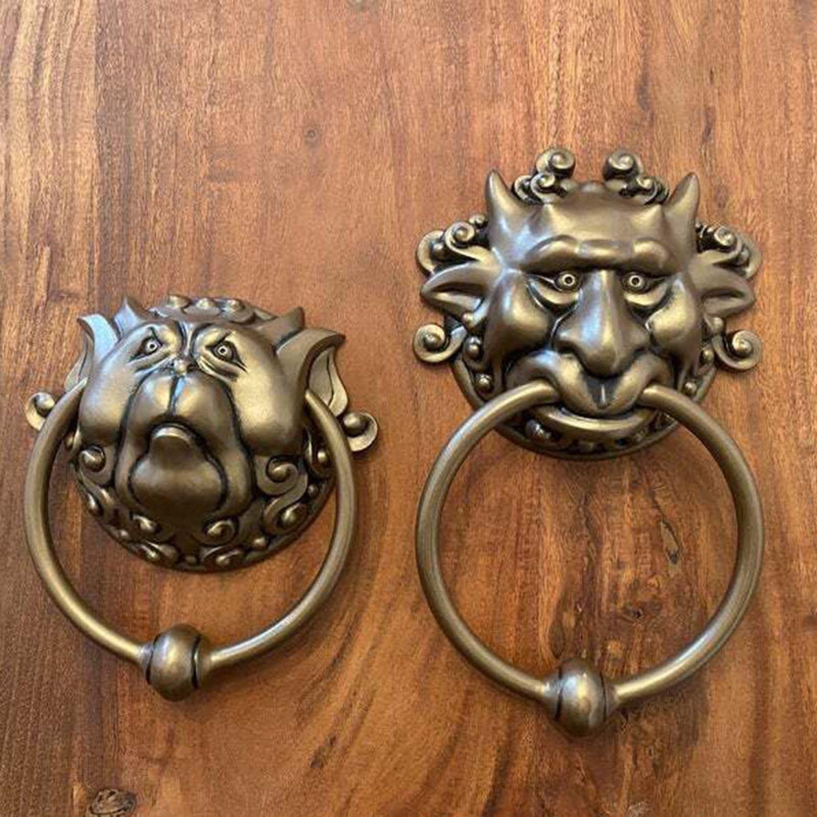 2pcs,Bronze handles, outdoor whimsical door carvings, wall mounted dragon face door handle home gift statues — image 5