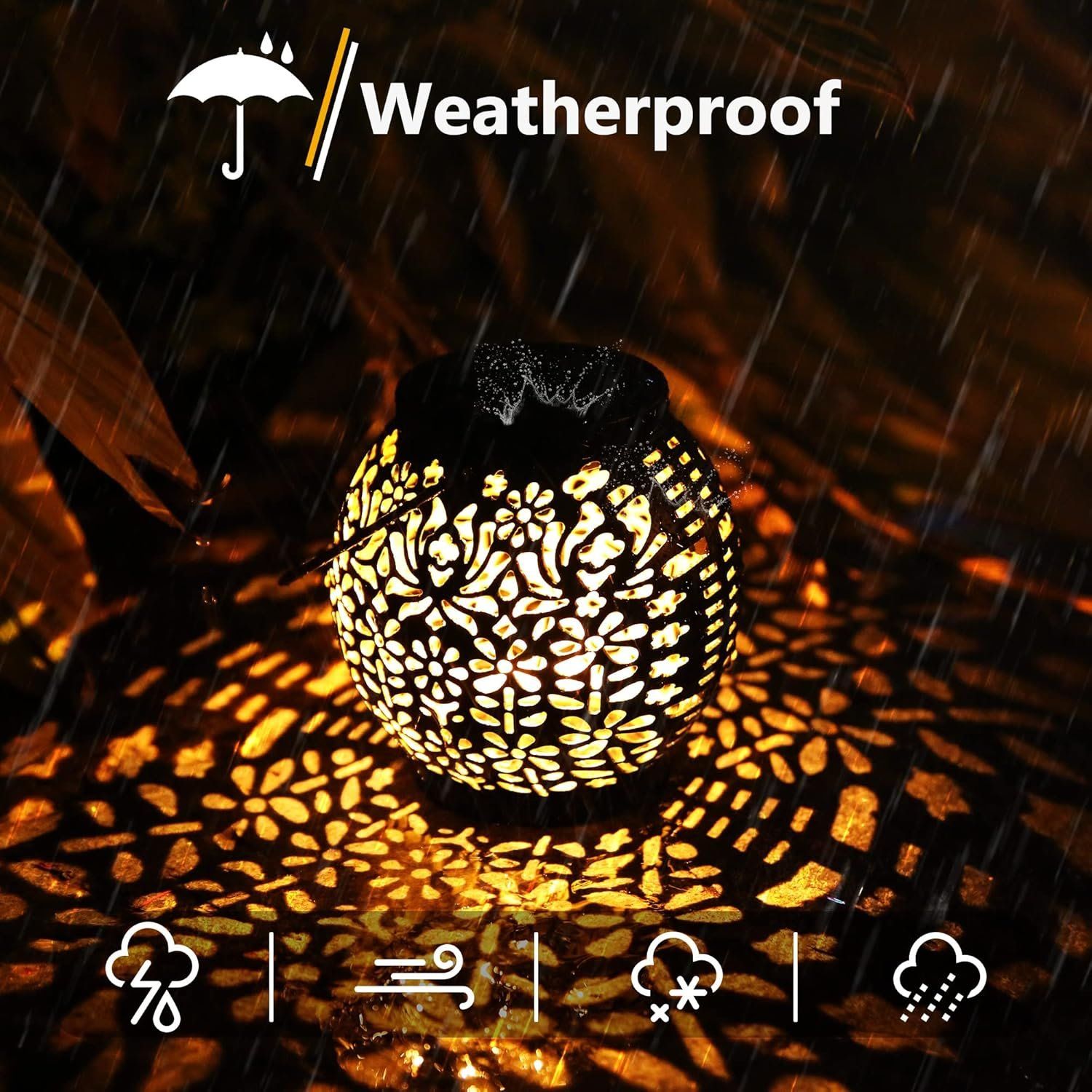 2-Pack Hanging Solar Garden Lights IP65 Waterproof Warm White for Patio and Yard — image 3