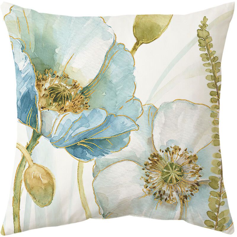 4 Pack Outdoor Cushion Cover, Waterproof Yellow and Blue Flowers Pattern Sofa Pillowcase for Patio Garden Living Room Bedroom Decoration, 45 × 45cm — image 4