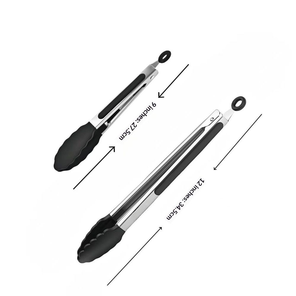 Kitchen Tongs for Cooking with Silicone Tips, BPA Free Stainless Steel set of 2 Silicone Tongs for Cooking, Grilling & Toss a Salad, Heat Resistant Grill Tongs — image 3